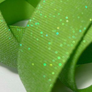 4 Rolls Ribbed Glitter Ribbon Green 7/8" Morex